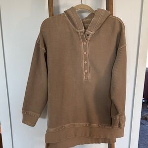 Aerie Tan Button-Up Sweater